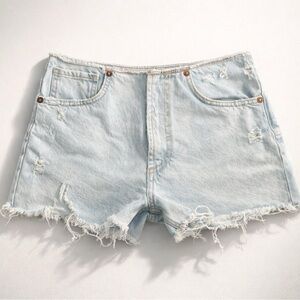 Zara Light Wash High-Rise Distressed Denim Shorts - Size 0